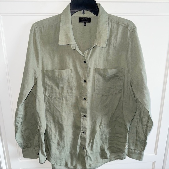 Lucky Brand Green Button-Up Shirt Lightweight Sz XLarge Capsule Wardrobe Classic - Picture 6 of 8